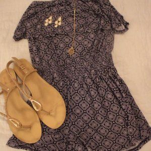Strapless Short Patterned Blue Romper